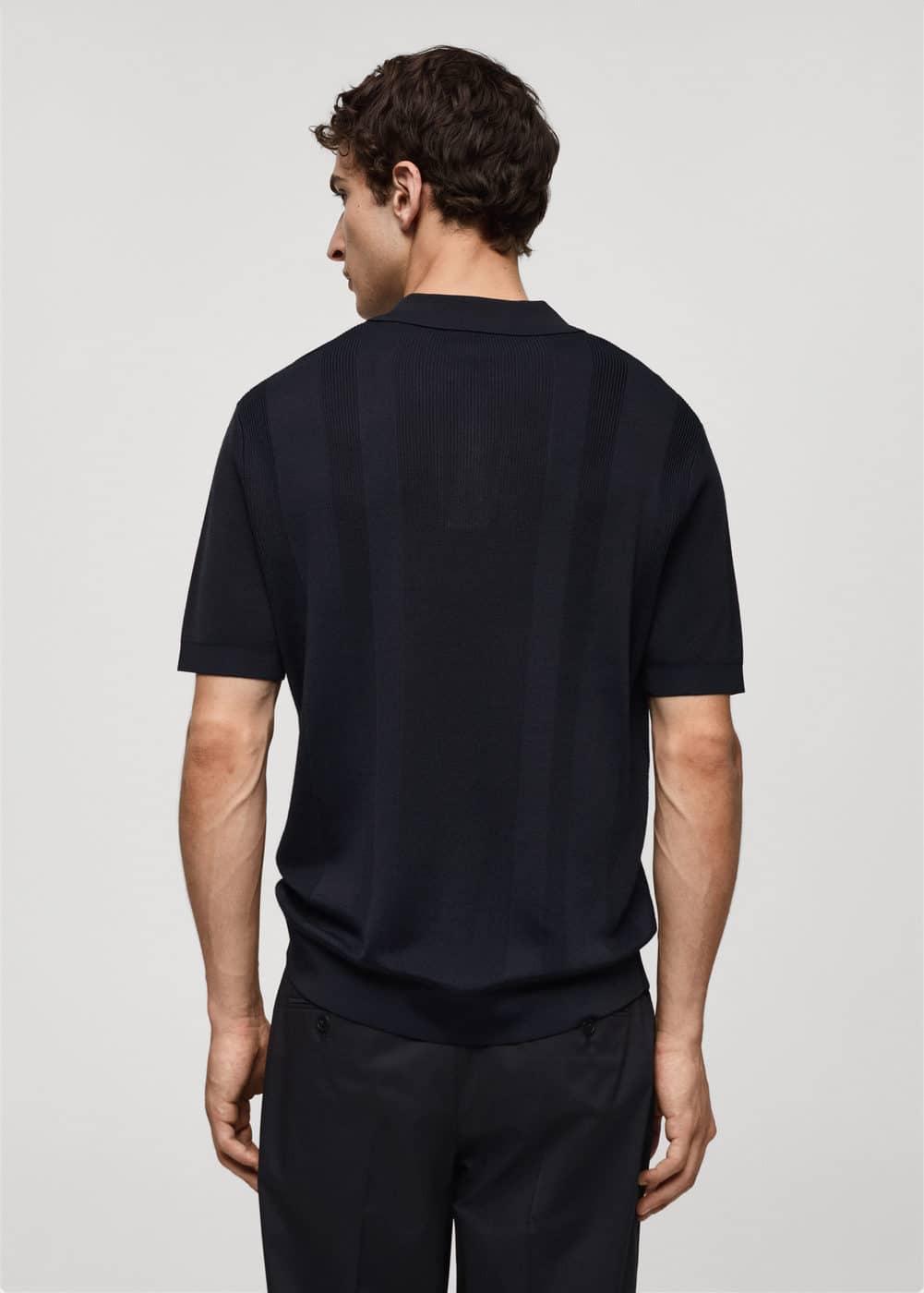 Mango Mens Ribbed Knit Polo Shirt Product Image