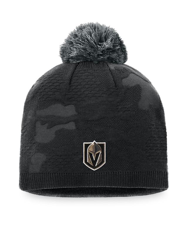 Womens Black and Gray Vegas Golden Knights Authentic Pro Team Locker Room Beanie with Pom - Black Product Image