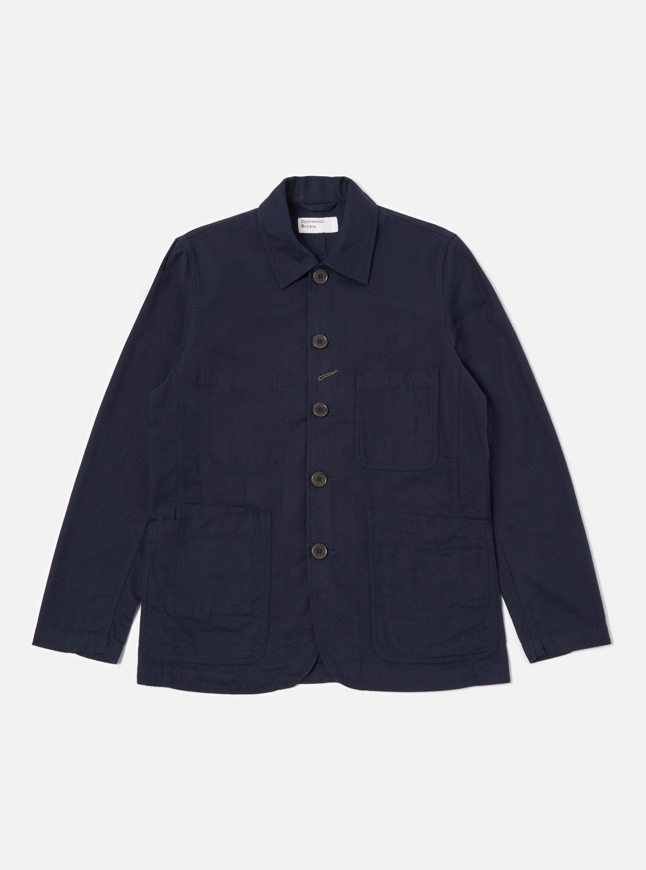 Universal Works Bakers Jacket in Navy Brushed Moleskin Product Image