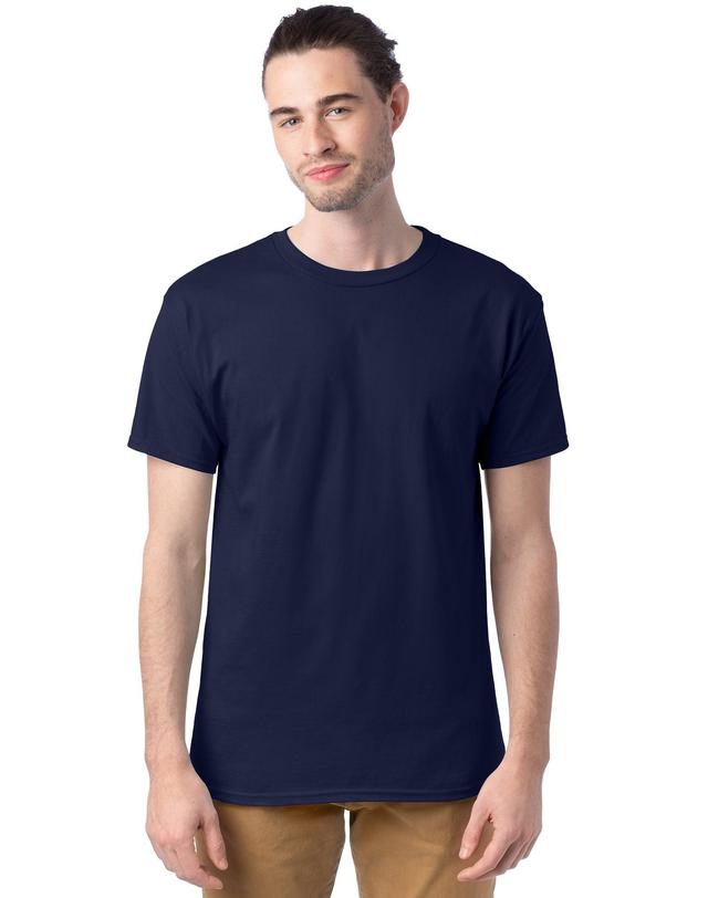 Mens Hanes Essentials 6-Pack Cotton T-Shirt Blue Product Image