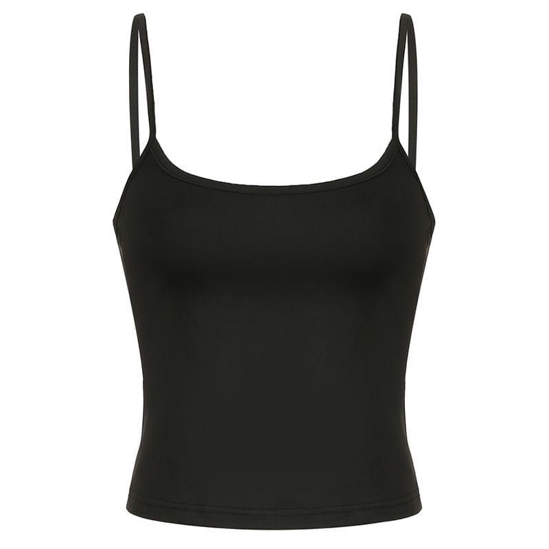 Scoop Neck Plain Slim-Fit Crop Camisole Top Product Image