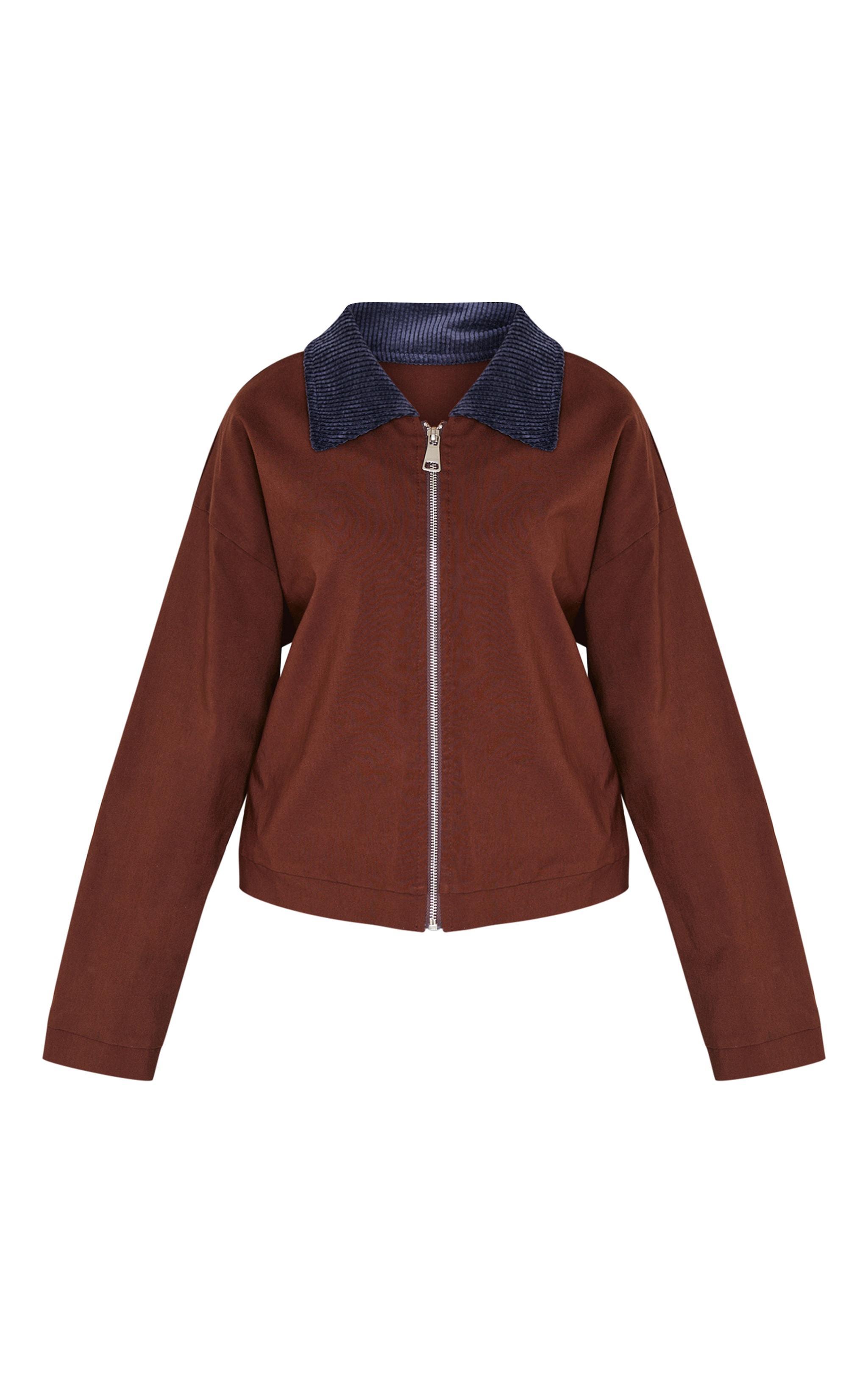 Chocolate Cord Collar Workwear Jacket Product Image