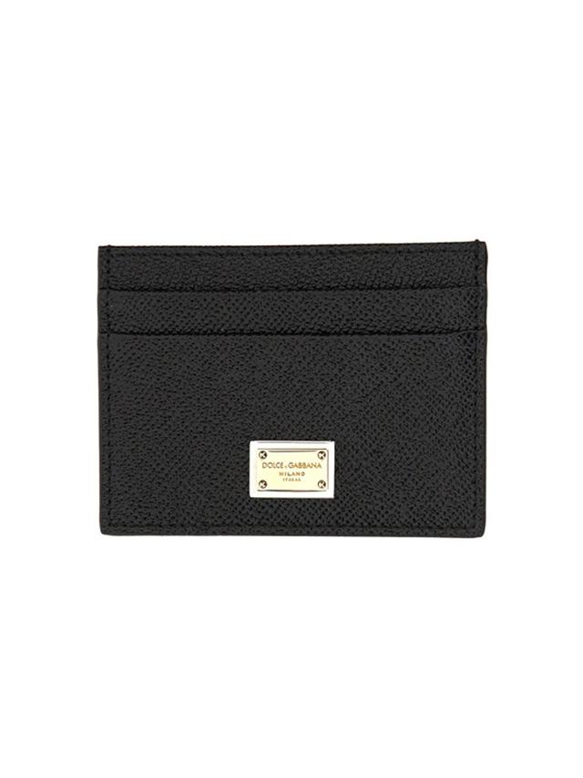 Leather Card Holder In Black Product Image