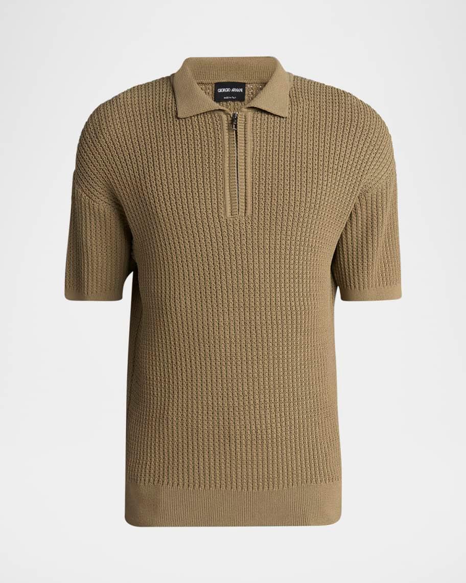 Men's Textured Knit Short-Sleeve Quarter-Zip Polo Sweater Product Image