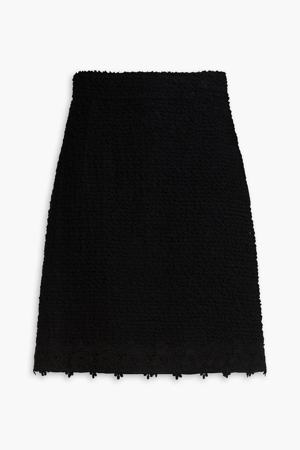 Guipure Lace-trimmed Wool-blend Tweed Skirt In Black Product Image