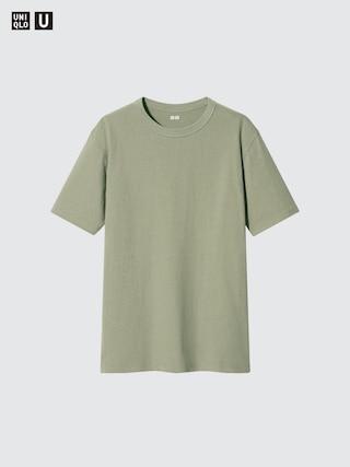 Mens Crew Neck T-Shirt Green Small UNIQLO US Product Image