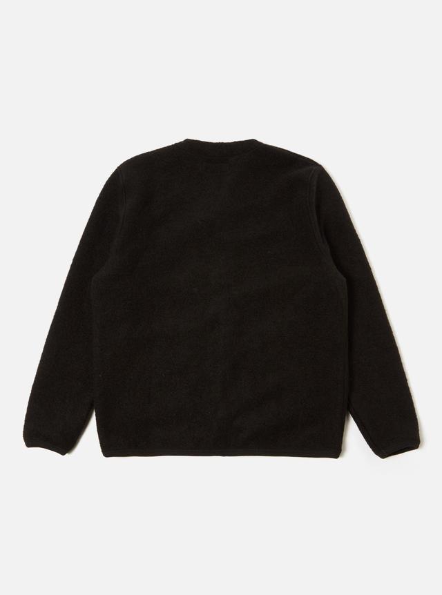 Universal Works Cardigan in Black Wool Fleece Product Image