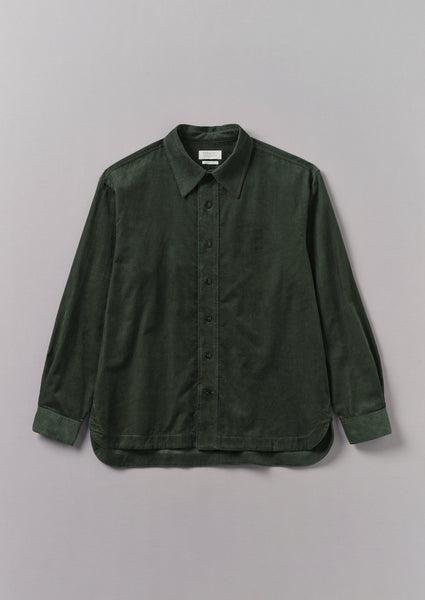 Point Collar Organic Cord Shirt | Dark Mineral Green Product Image