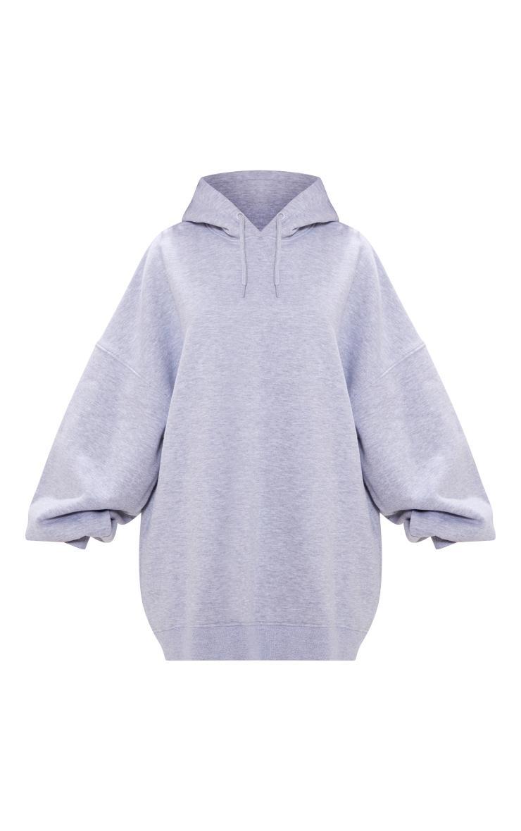 Petite Grey Marl Oversized Hooded Sweatshirt Dress product image