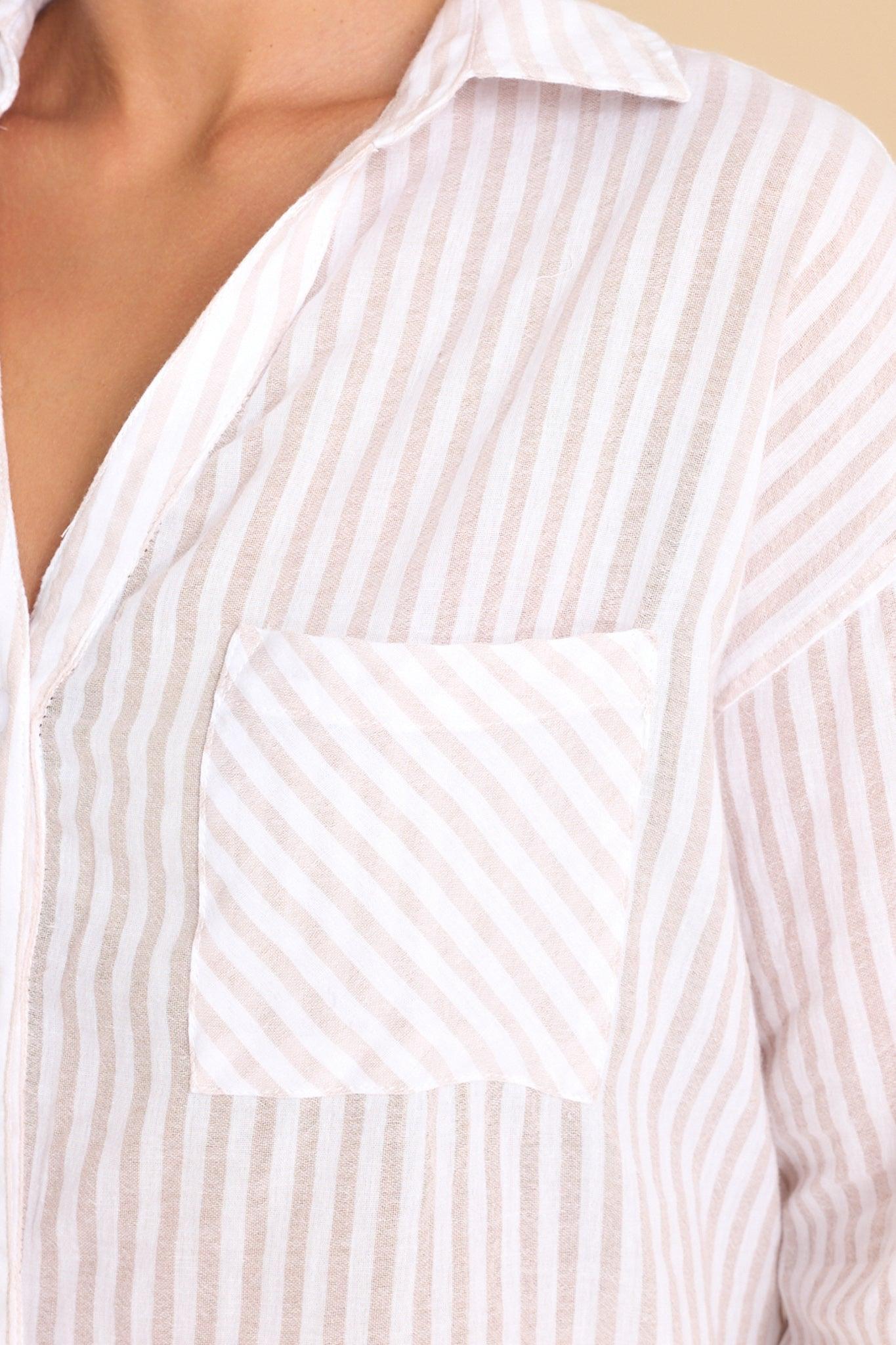 Catch Your Gaze Beige Stripe Top Product Image