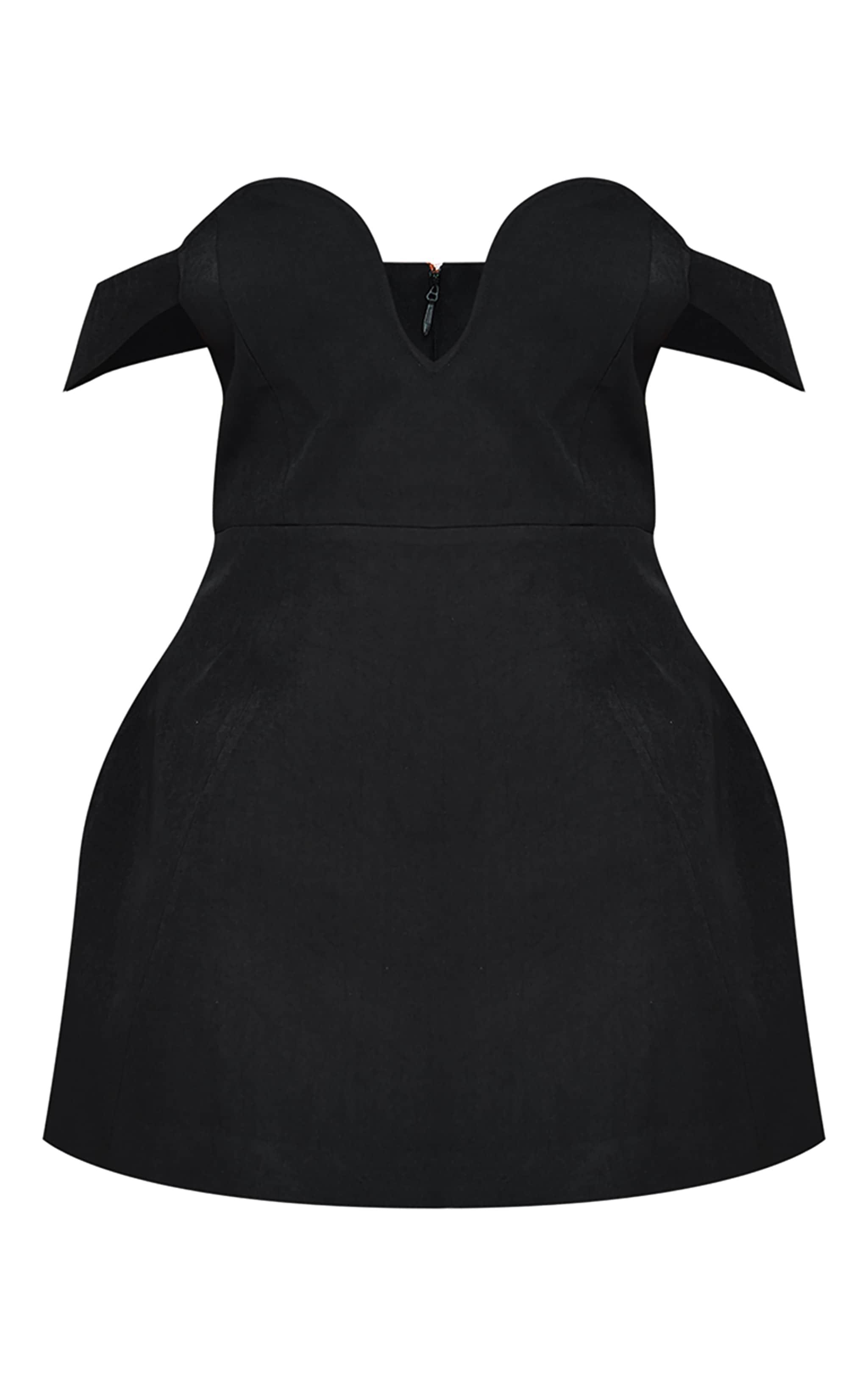 Plus Premium Black Wired Bardot Shift Dress Product Image