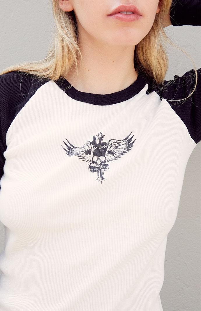 John Galt Women's Eagle Long Sleeve T-Shirt in White/Black Product Image