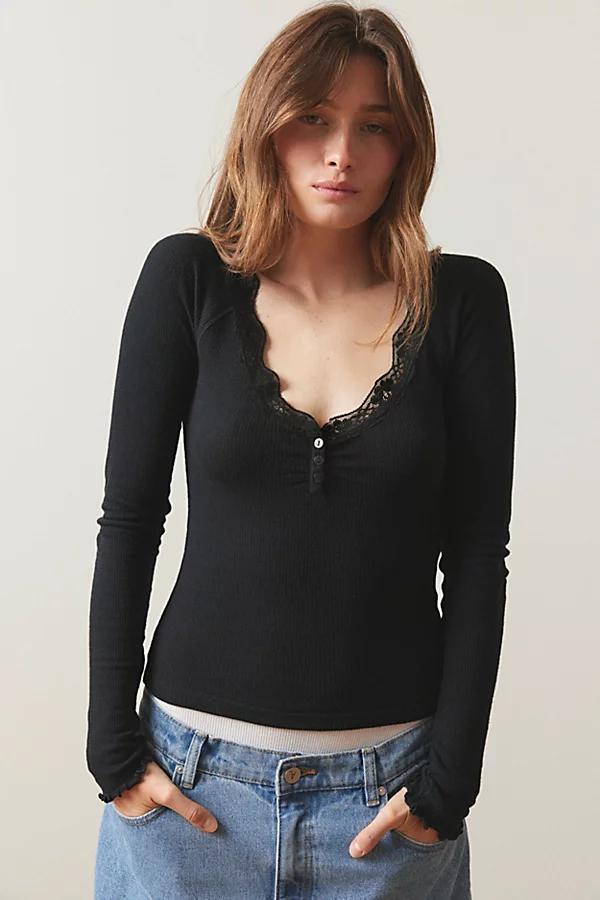 Out From Under Diana Layering Lace-Trim Henley Top Womens at Urban Outfitters Product Image