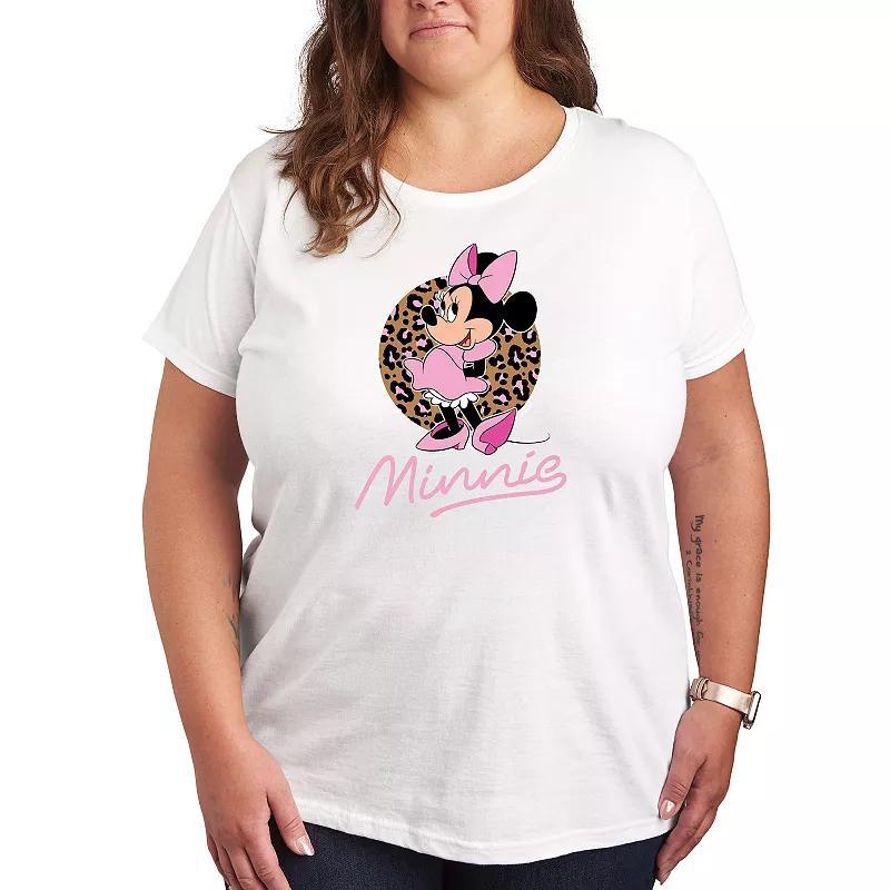 Disneys Minnie Mouse Plus Size Leopard Graphic Tee, Womens Product Image