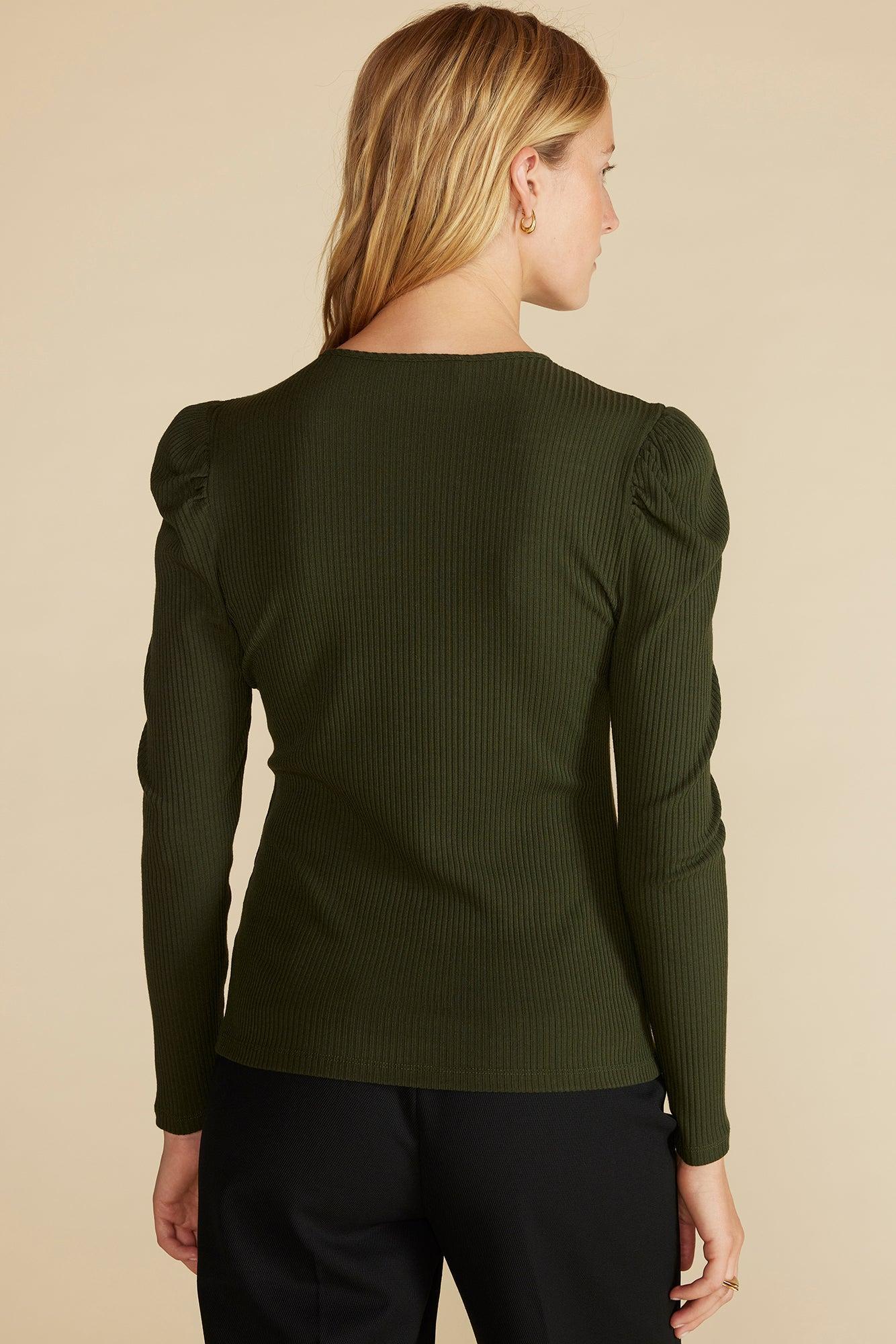 Reine Paris Rib Top - Olive Green Product Image