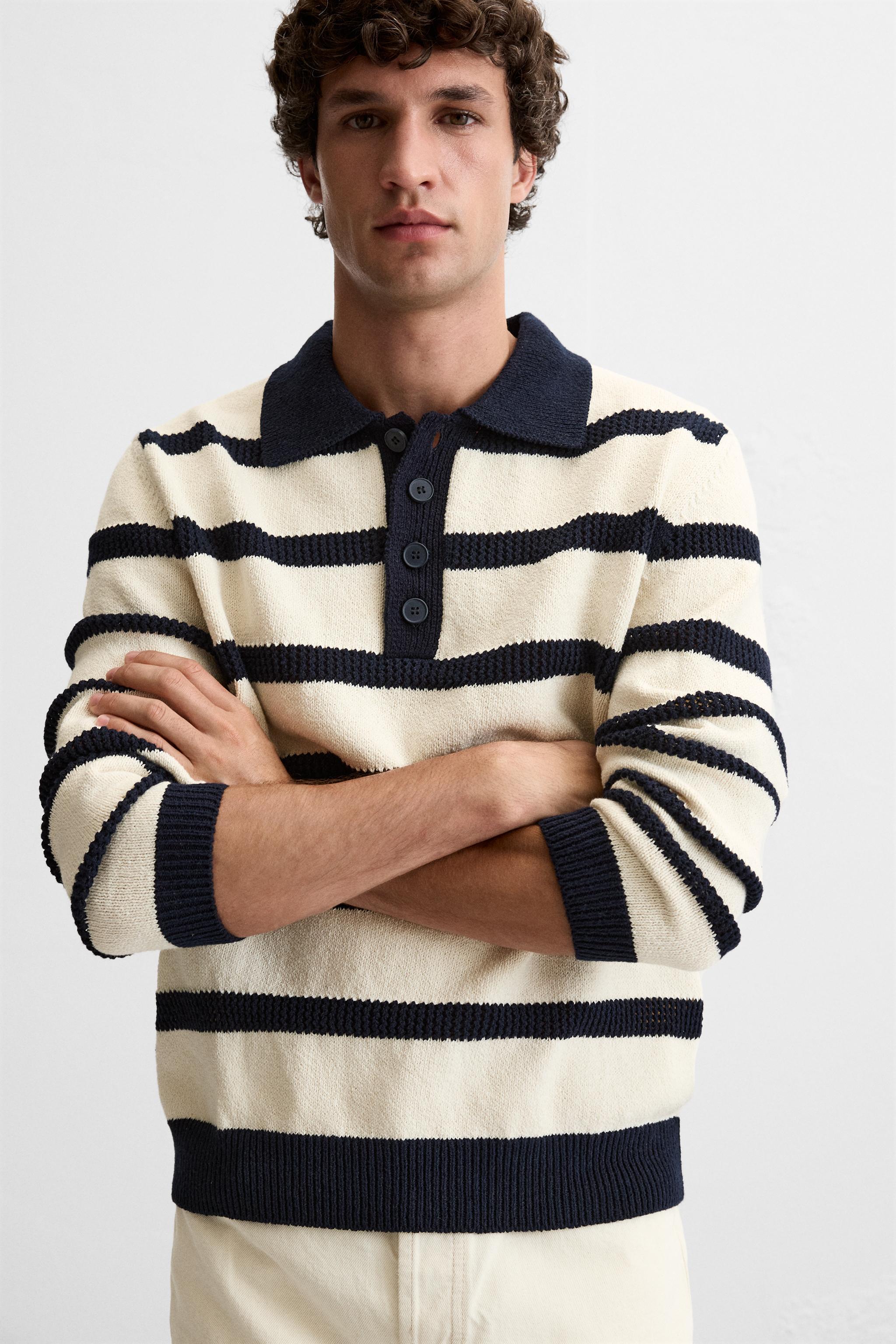 JACQUARD STRIPED KNIT POLO Product Image