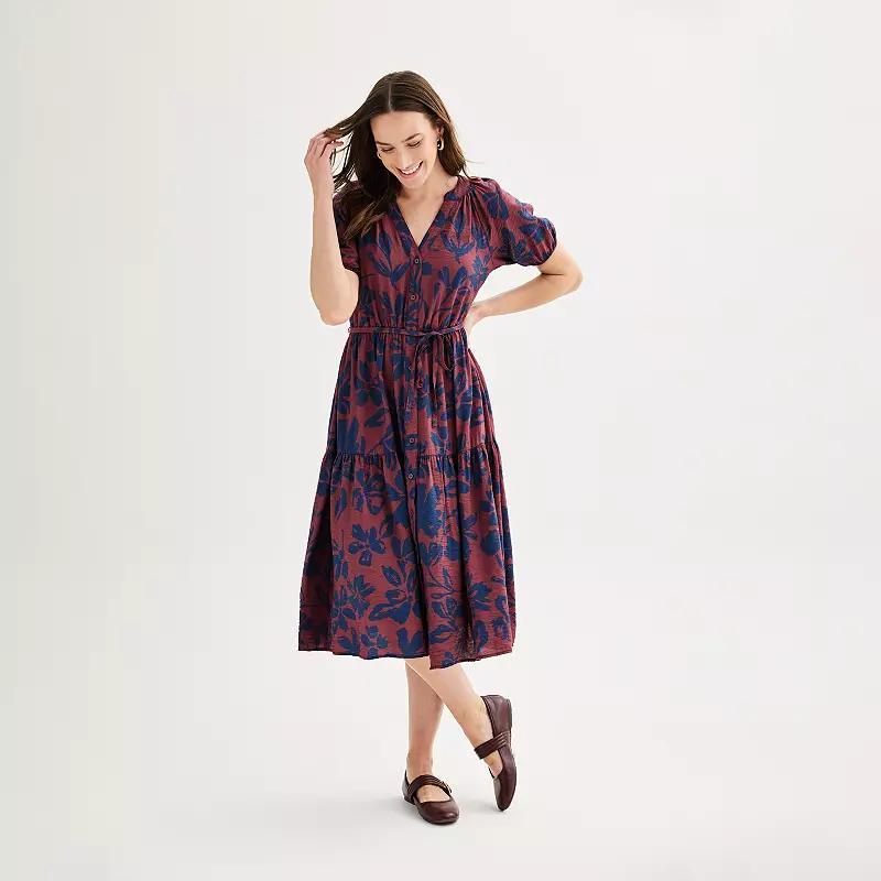 Womens Sonoma Goods For Life Elastic Sleeve Midi Dress Product Image