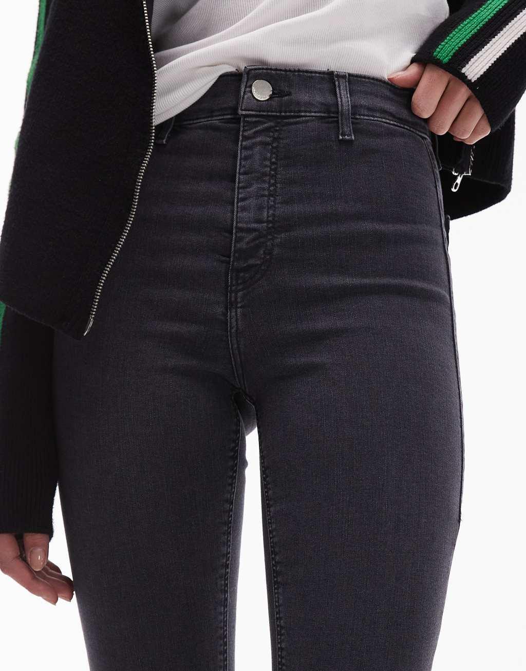 Topshop high rise Joni jeans in washed black  Product Image