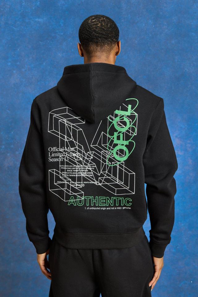 Mens Black Oversized Boxy Ofcl Graphic Hoodie, Black Product Image