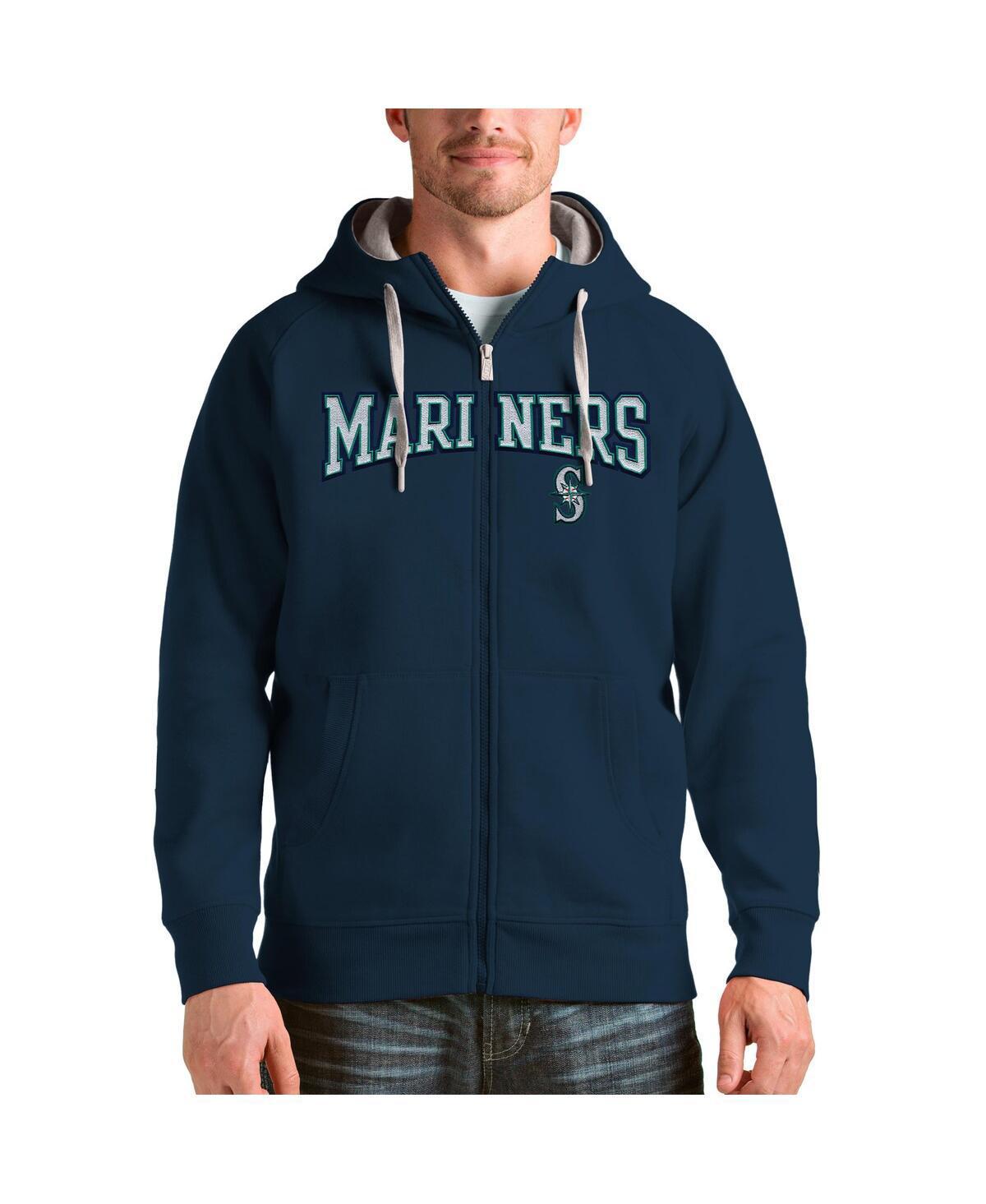 Antigua Mens Navy Seattle Mariners Team Logo Victory Full-Zip Hoodie Product Image