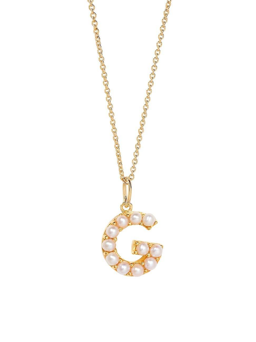 Womens Bridget Initial 14K-Gold-Plated & Freshwater Pearl Necklace Product Image