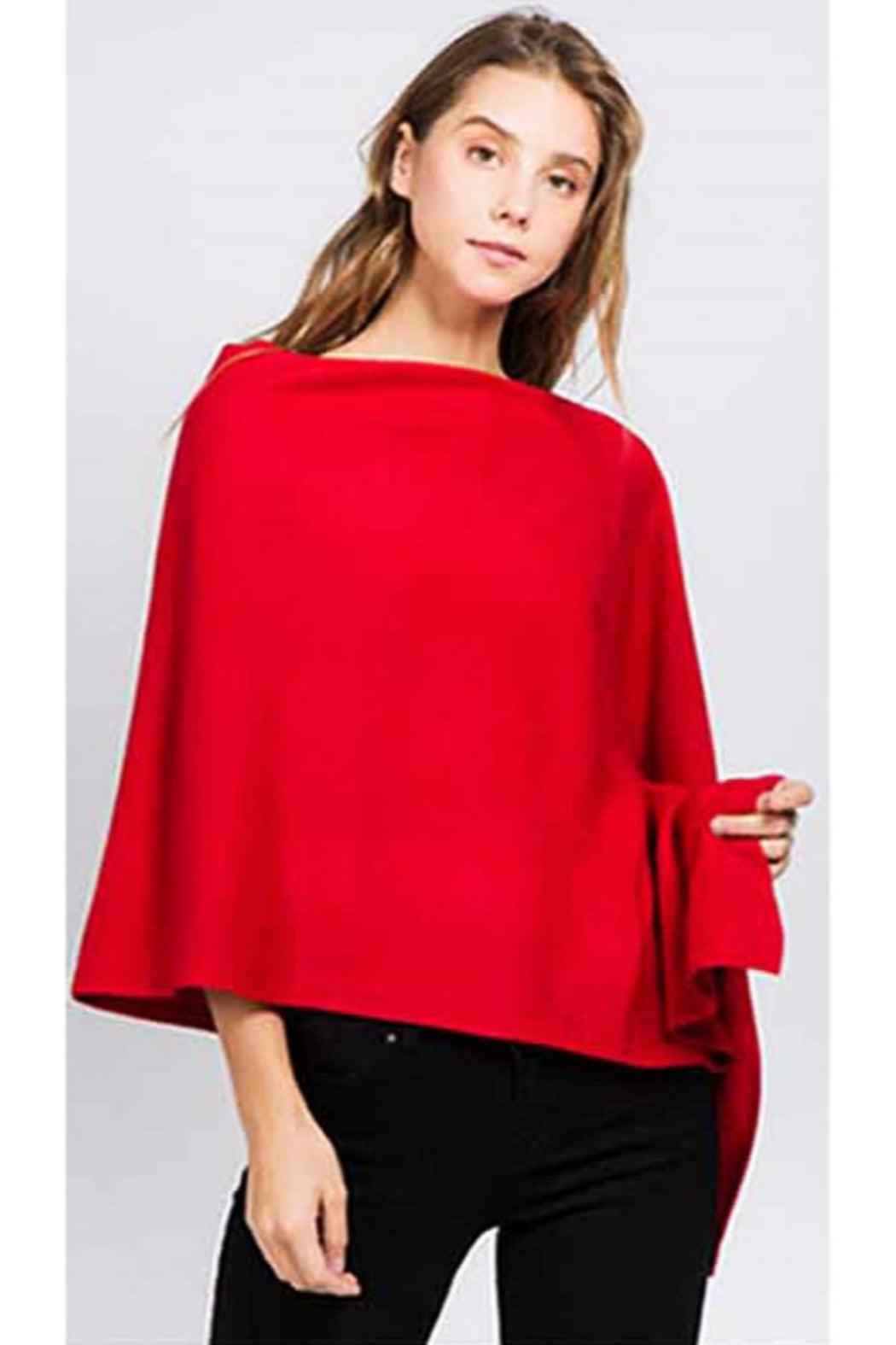 CHIC STYLISH CHENILLE SOLID COLOR PONCHO Product Image