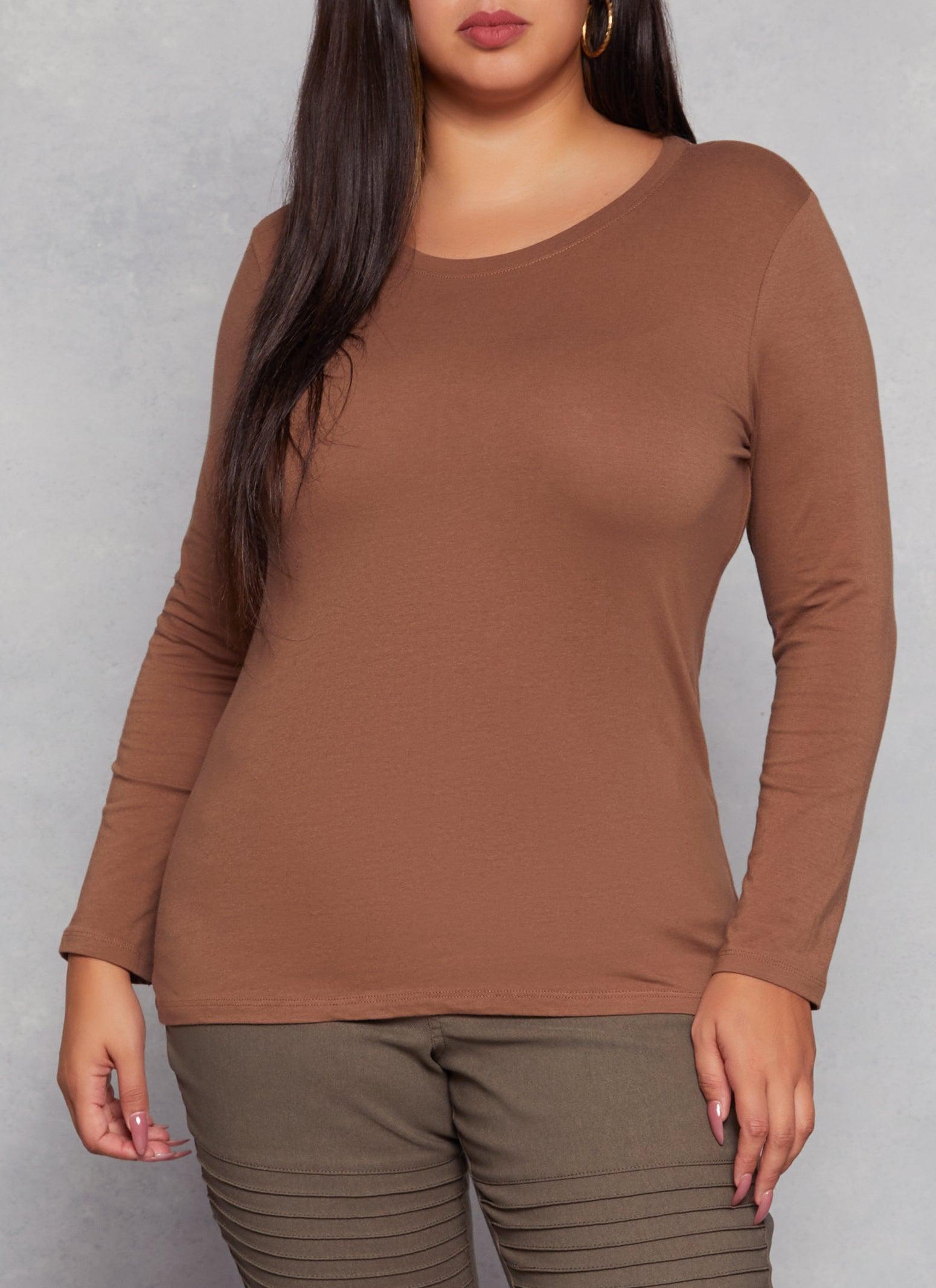 Womens Plus Size Ambiance Long Sleeve Basic T Shirt Product Image