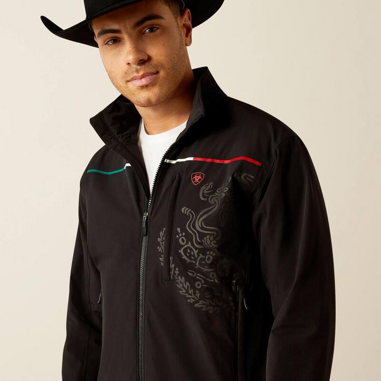 Ariat® Men's Black Pioneer StretchShell Mexico Jacket Product Image