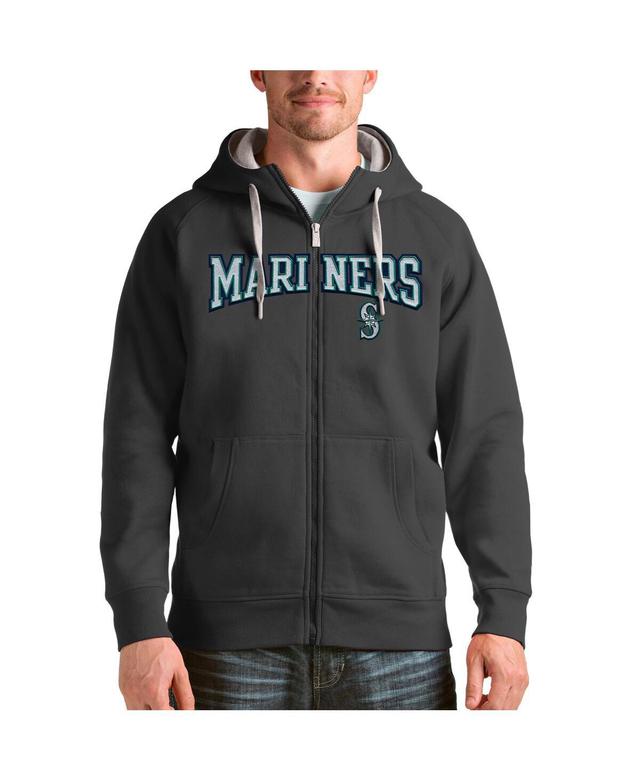 Antigua Mens Charcoal Seattle Mariners Team Logo Victory Full-Zip Hoodie Product Image