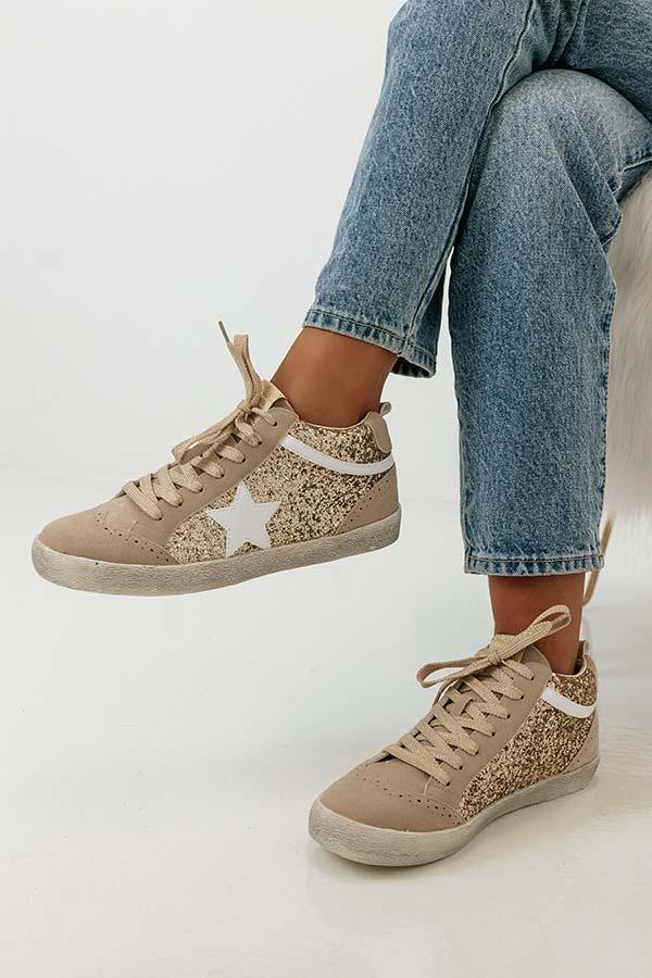 The Mia Vintage Sneaker In Gold Product Image