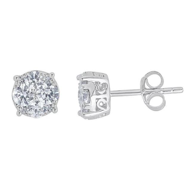 Sterling Silver 1/2 Carat T.W. Diamond Stud Earrings, Womens, White Product Image