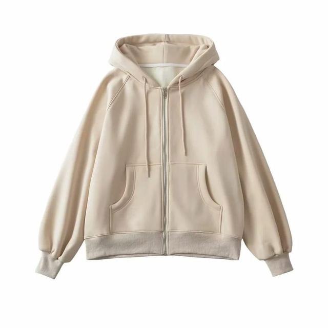 Plain Zip Hoodie Product Image