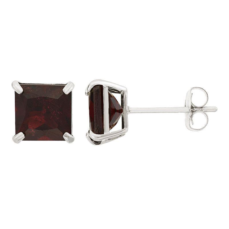 Designs by Gioelli Garnet 10k White Gold Stud Earrings, Womens, Red Product Image