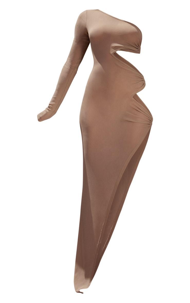 PLT Label Sand One Sleeve Cut Out Maxi Dress Product Image