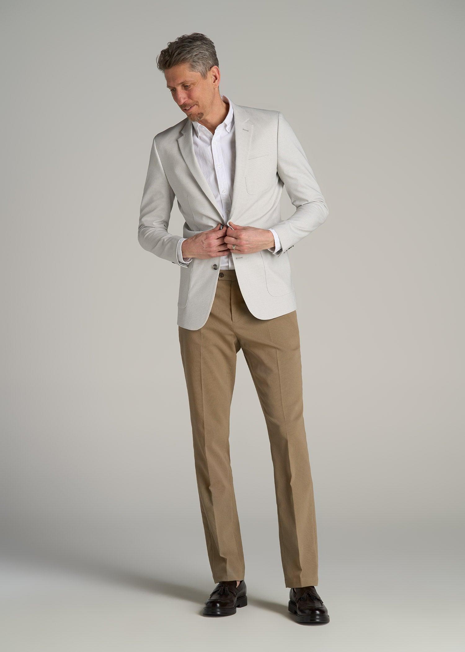 Men's Tall Blazer in Light Grey Houndstooth Product Image