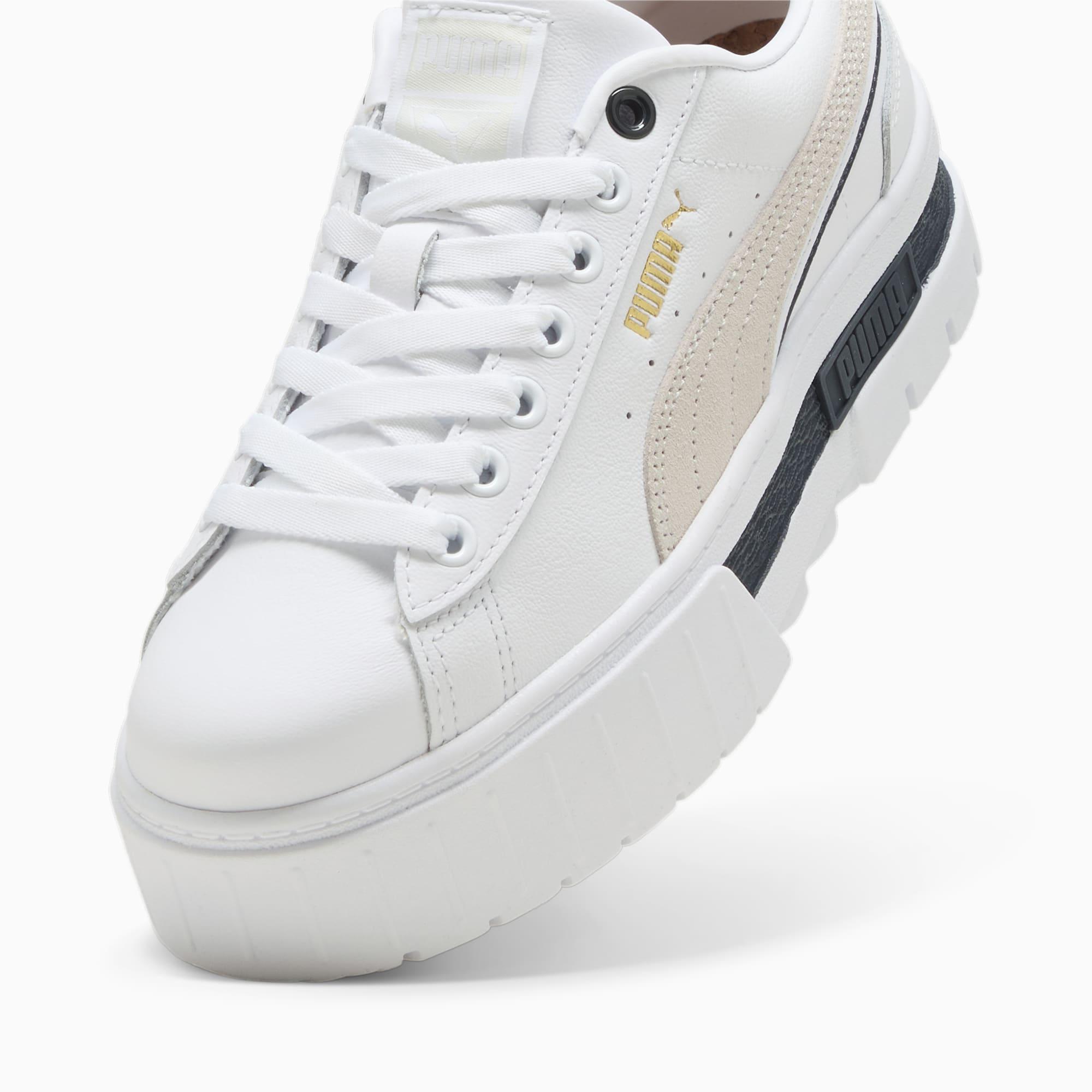 PUMA Mayze Classics Women's Sneakers in White/Gold Product Image