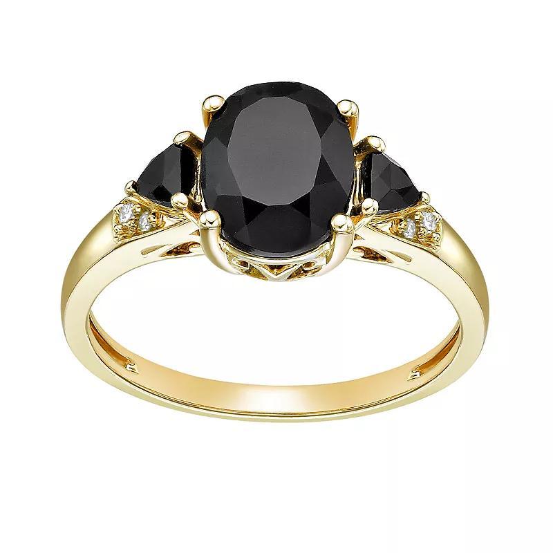 Gemminded 10k Gold Onyx & Diamond Accent Oval Stone Ring, Womens Product Image