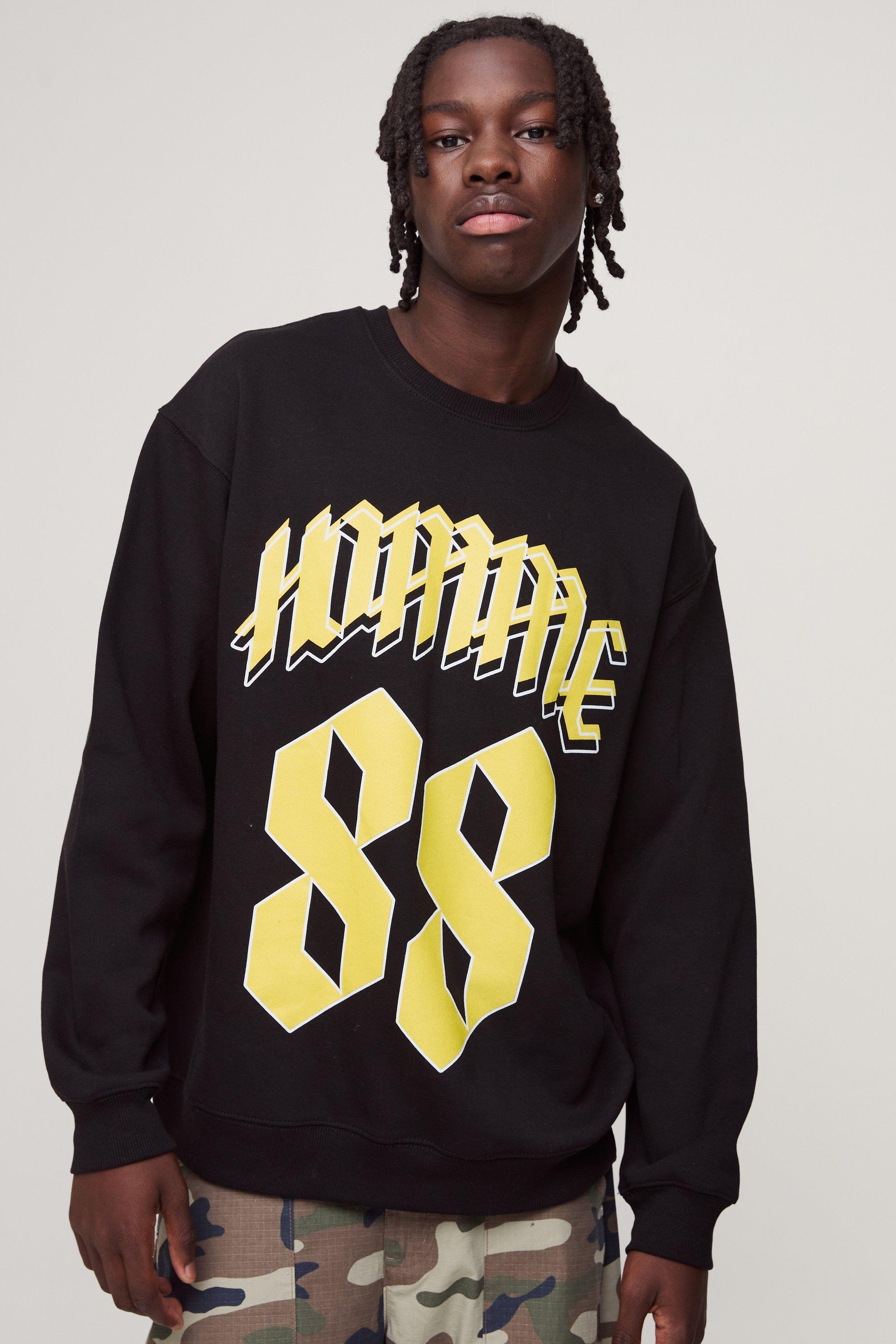 Oversized Varsity Homme 88 Graphic Sweatshirt | boohooMAN USA Product Image