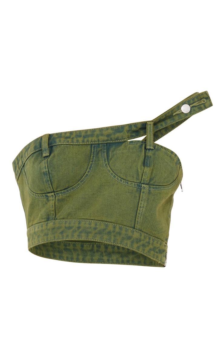 Green Cast Frayed Asymmetric Bandeau Top Product Image