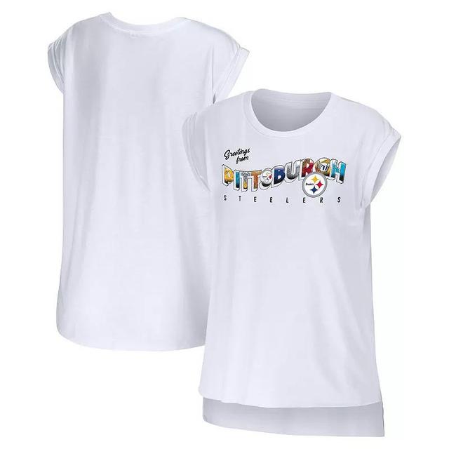 Womens WEAR by Erin Andrews Pittsburgh Steelers Greetings From Muscle T-Shirt Product Image