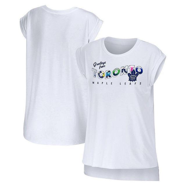 Womens WEAR by Erin Andrews White Toronto Maple Leafs Greetings From Muscle T-Shirt Product Image