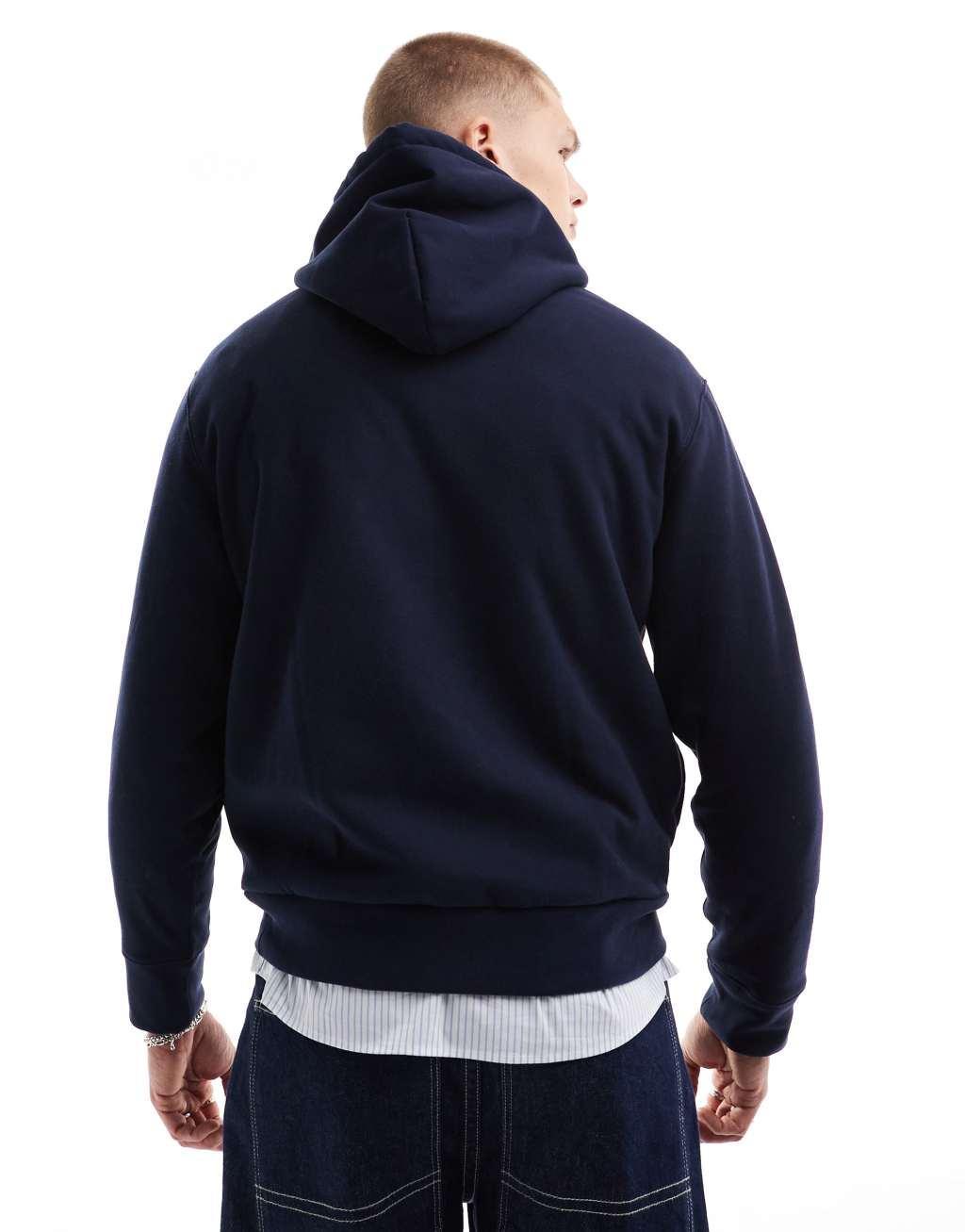 Polo Ralph Lauren holiday bear family polar fleece hoodie classic oversized fit in navy Product Image