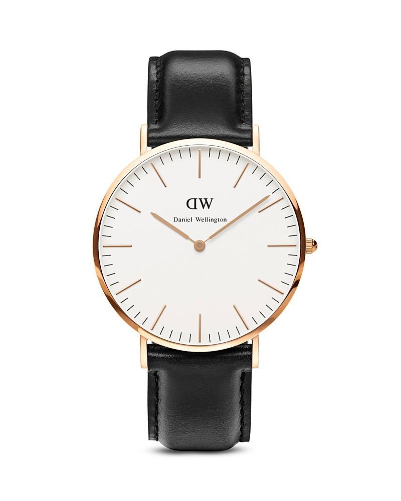 Daniel Wellington Mens Classic Sheffield Black Leather Watch 40mm Product Image