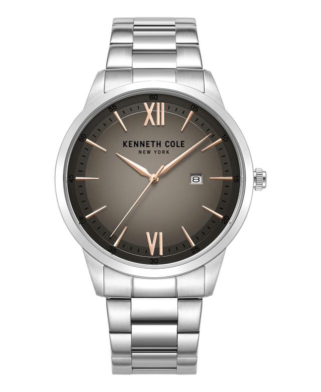 Kenneth Cole New York Mens Quartz Slim Silver-Tone Stainless Steel Watch 43mm - Silver Product Image