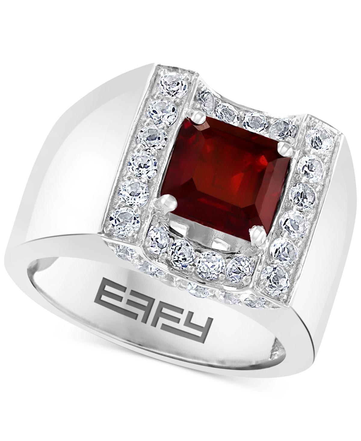 Effy Mens Rhodolite Garnet (3 ct. t.w.) & White Sapphire (1-3/8 ct. t.w.) Ring in Sterling Silver Product Image