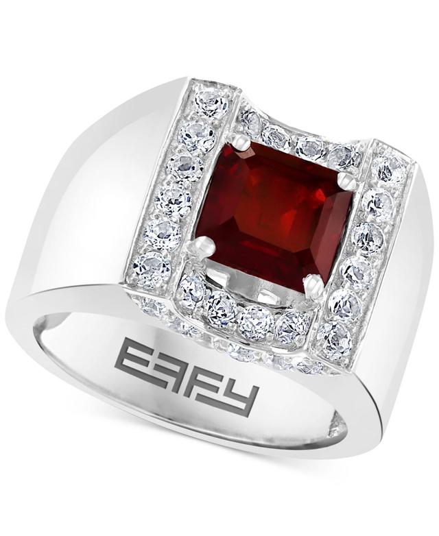 Effy Mens Rhodolite Garnet (3 ct. t.w.) & White Sapphire (1-3/8 ct. t.w.) Ring in Sterling Silver Product Image