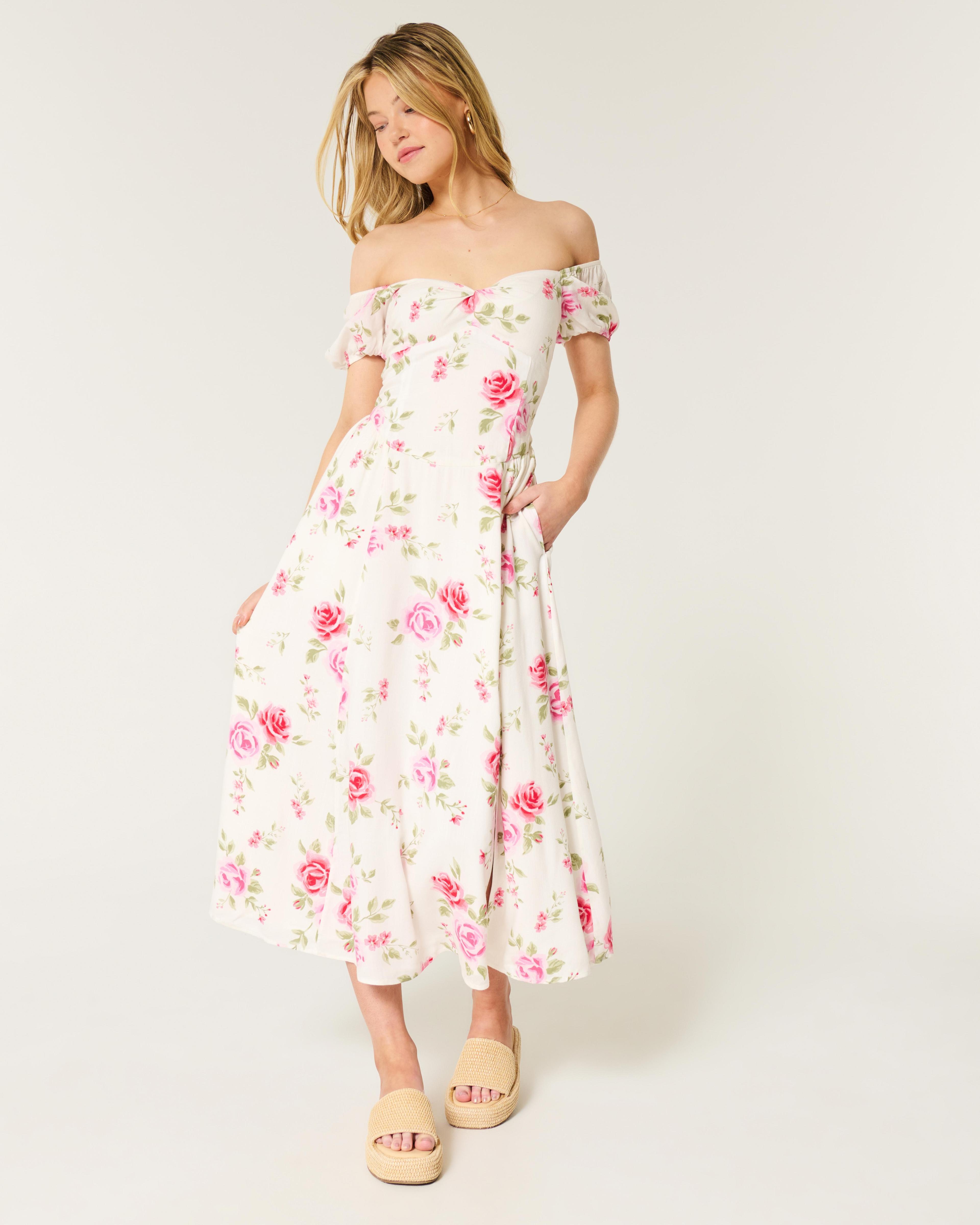 On/Off-the-Shoulder Drop-Waist Dress Product Image