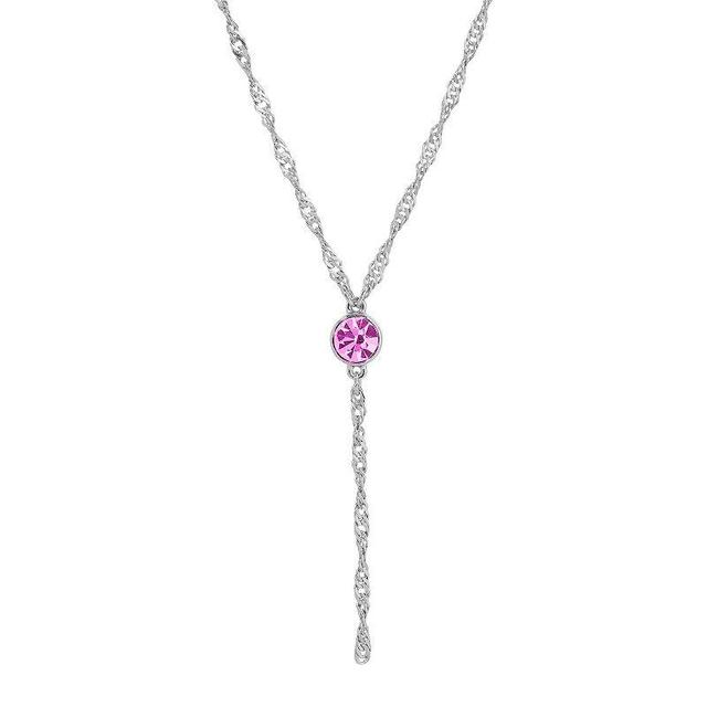 1928 Silver Tone Crystal Chain Y-Necklace, Womens, Pink Product Image