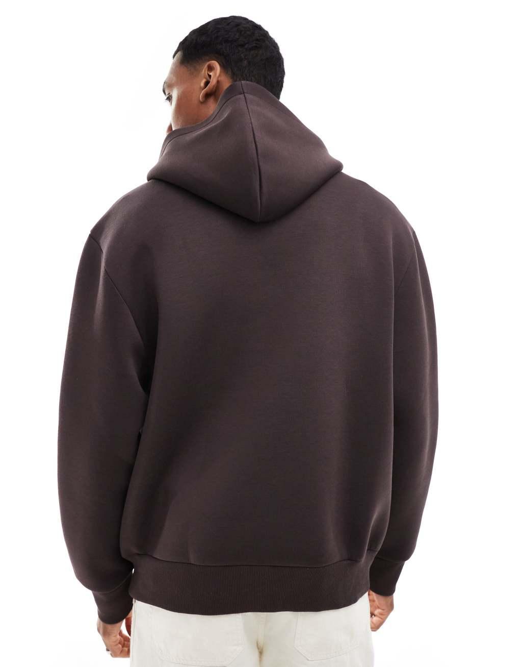 ASOS DESIGN heavyweight oversized scuba hoodie in brown Product Image