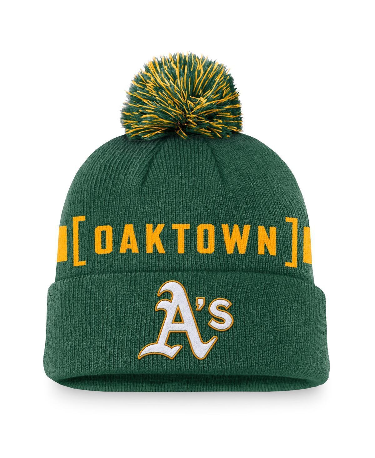 Nike Mens Green Oakland Athletics Hometown Peak Cuffed Knit Hat with Pom Product Image